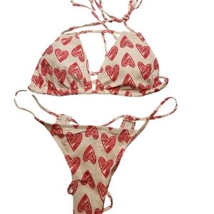Chic Red Heart Bikini Set
